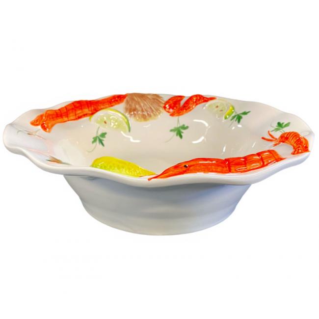 Ronde diepe schaal frutti di mare met ribbel